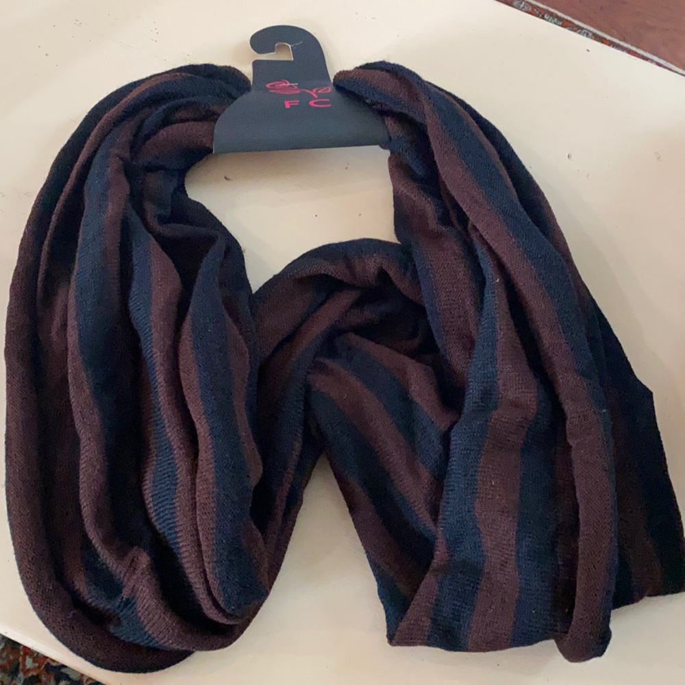 Striped Brown and Black Infinity Scarf